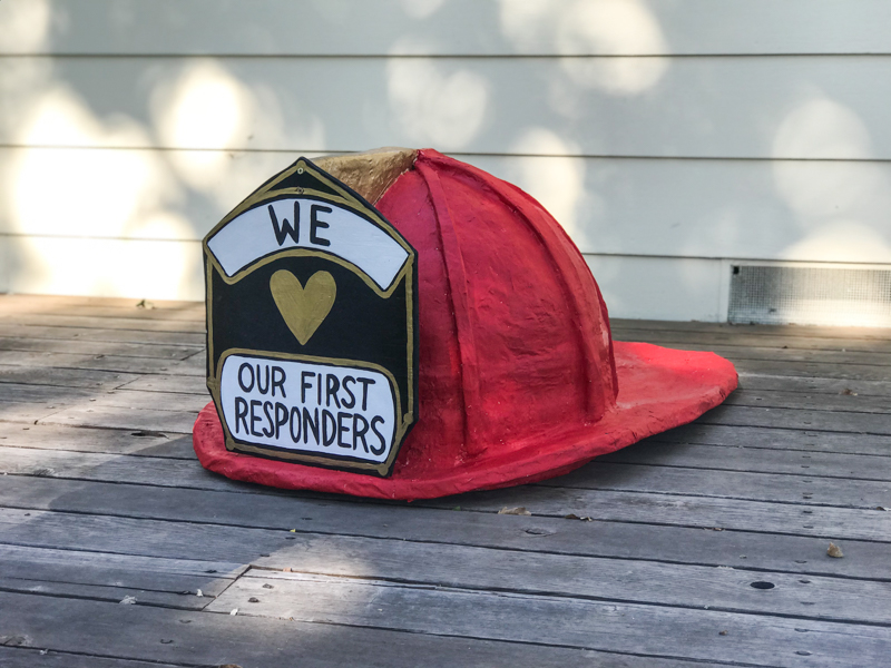 Huge Paper Mache Firefighters helmet | DIY for a giant fireman hat